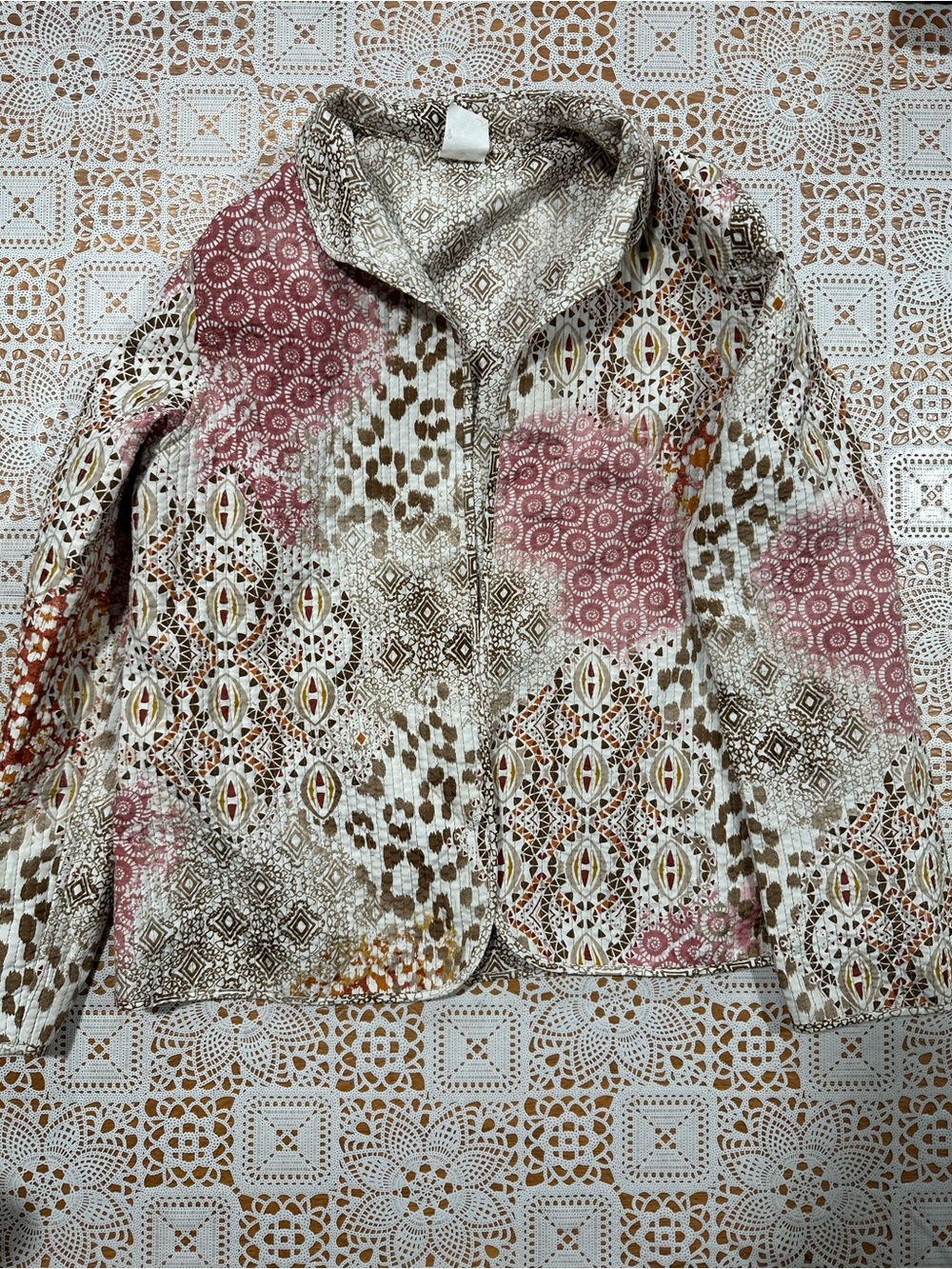 Alfred Dunner Open Front Patchwork Jacket Petite 8P Textured